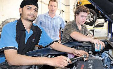 Opportunity lost: Wide Bay Motor Group’s fourth year mechanic Sandeep Saini with first year apprentice Michael Kent and dealer principal Jason Wiegmink. Mr Wiegmink is disappointed a council contract for a Mazda 6 has gone out of town. Opportunity lost: Wide Bay Motor Group’s fourth year mechanic Sandeep Saini with first year apprentice Michael Kent and dealer principal Jason Wiegmink. Mr Wiegmink is disappointed a council contract for a Mazda 6 has gone out of town.